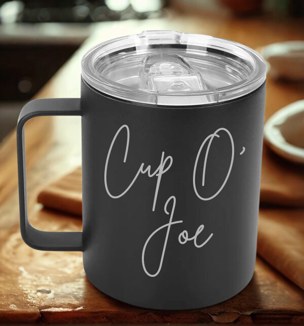 12oz Custom Engraved Powder-Coated Camper Mug